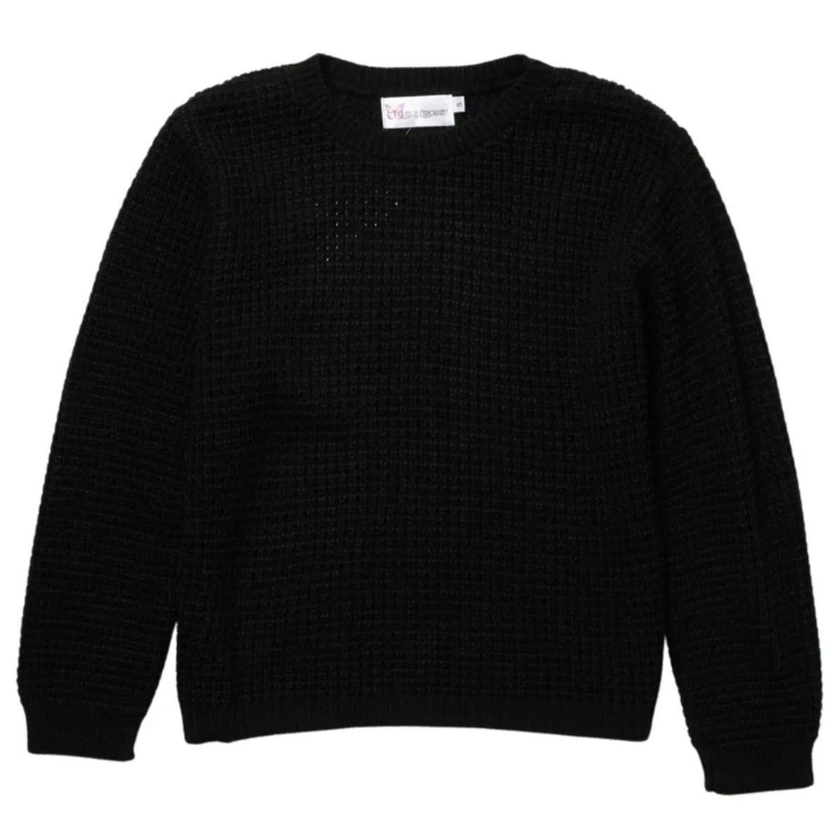 COTTON EMPORIUM Waffle Stitch Pullover Sweater Simple casual Black MEDIUM