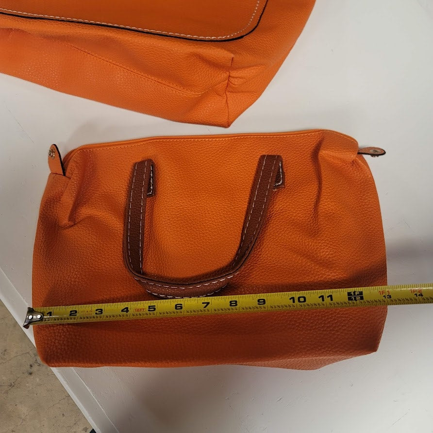 Bottari Orange Pebbled tote with snap tote bag inside, BEACH, Park, Travel NEW