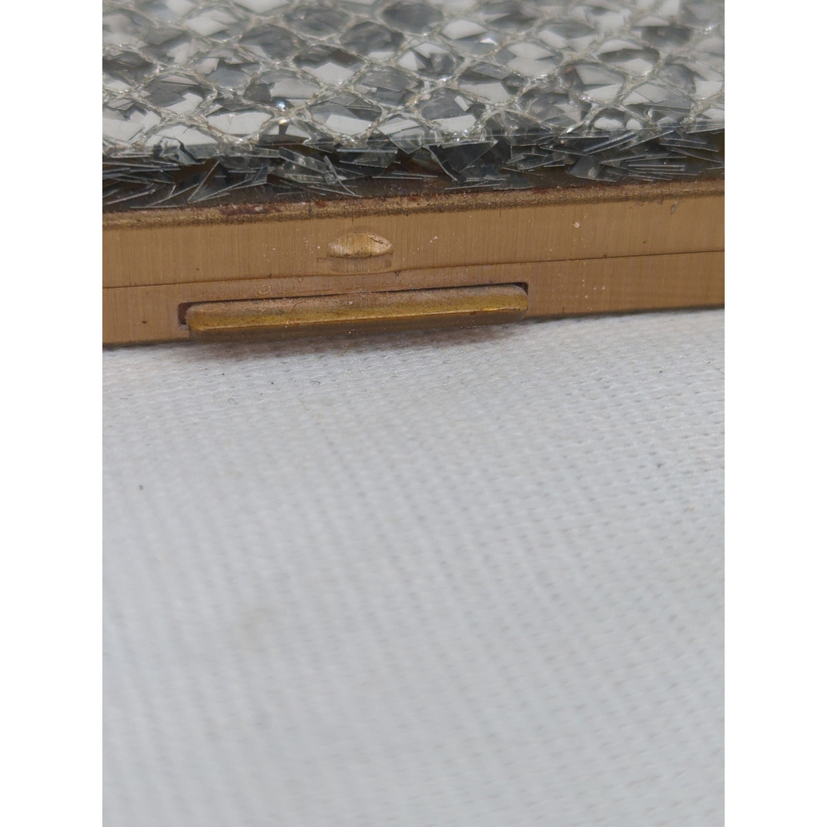 Vintage Silver Glitter / Crushed Moasic Mother-of-Pearl Compact Mirror