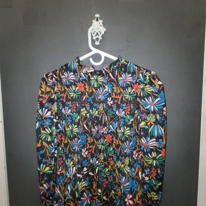 Boden Size 6 dress Ruched bodice Long Sleeve Lined multicolor floral