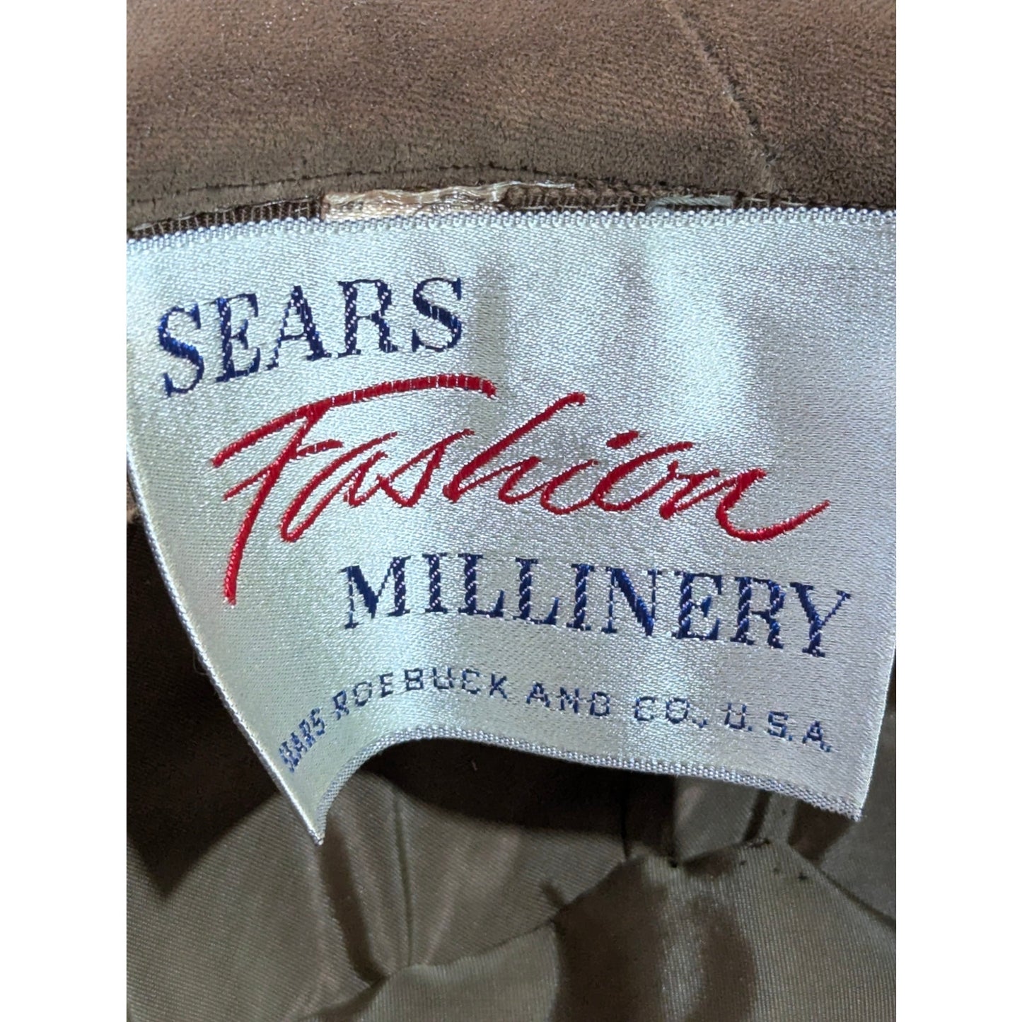Vintage 50s Sears Fashion Millinery Feather cloche Hat Brown Orange Mid-Century