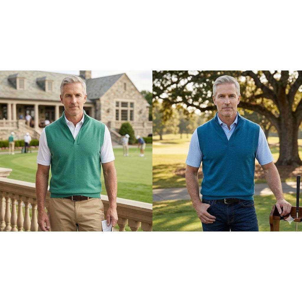 Bobby Jones Lot of 2 MEDIUM Premium Knit Golf Sweater Vests – Teal & Green (NWT)