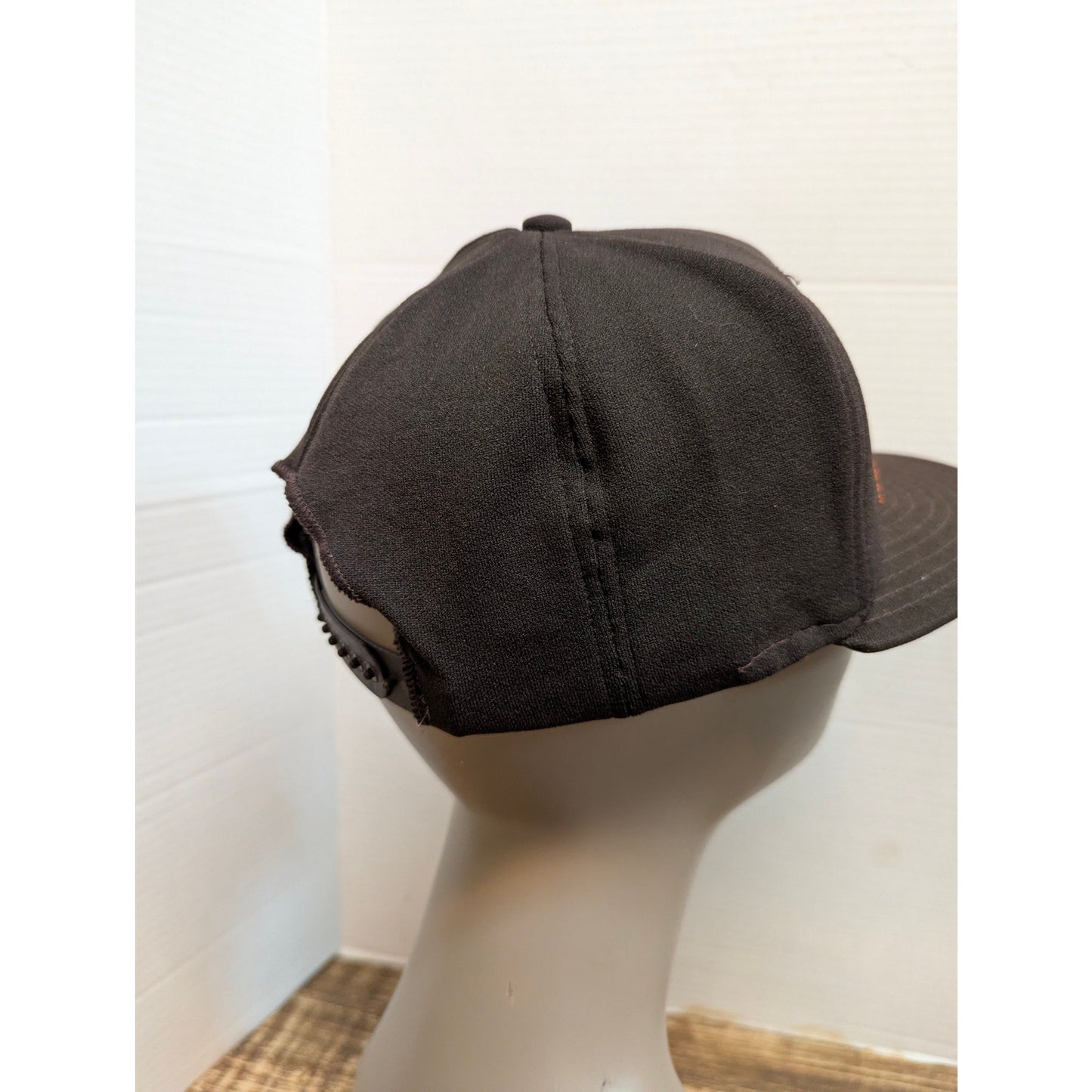 Vintage Quick Rig Hawk Ind Black Orange Strapback Baseball Cap Hat Y2K
