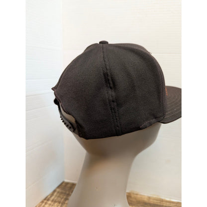 Vintage Quick Rig Hawk Ind Black Orange Strapback Baseball Cap Hat Y2K