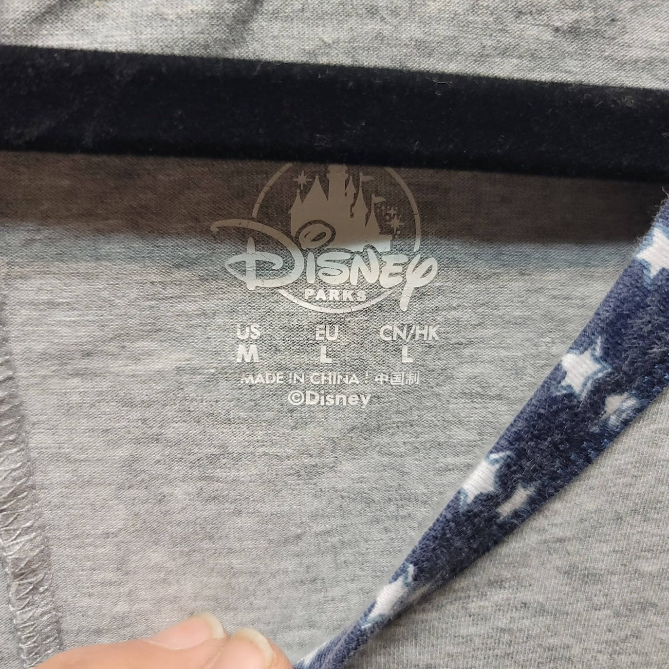 Disney Parks Size Medium Gray Blue White Short Sleeve Cotton