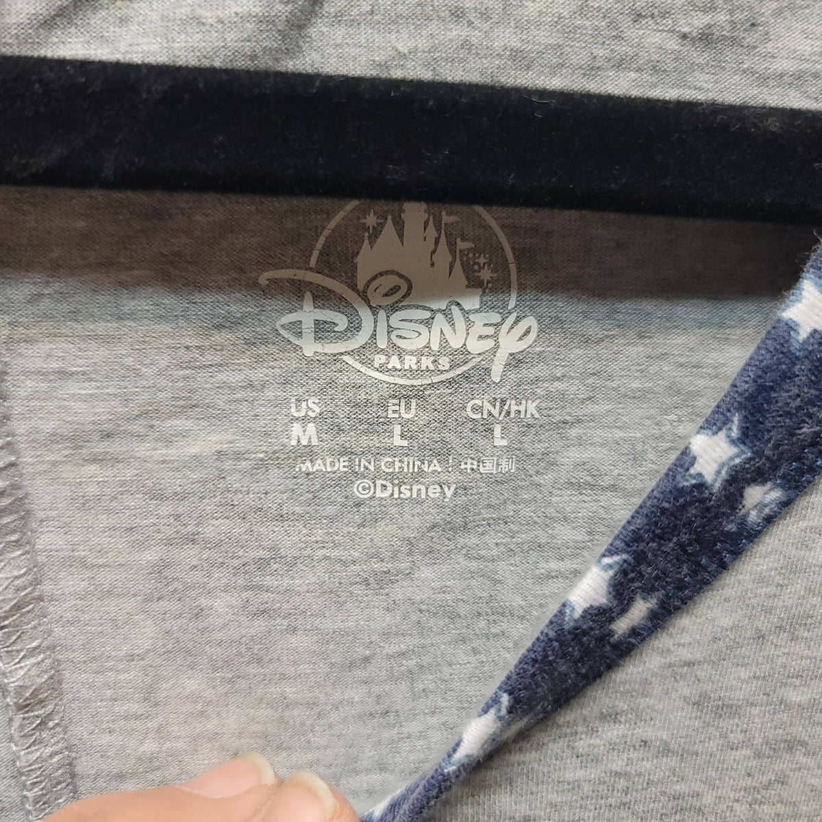 Disney Parks Size Medium Gray Blue White Short Sleeve Cotton