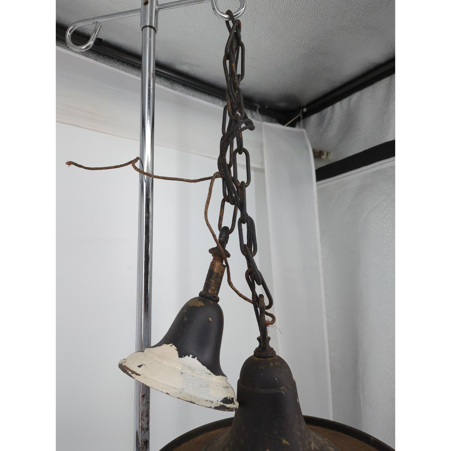 Vintage Art Deco Brass Pan Chandelier 4 Light Down Fixture Dark Patina Project