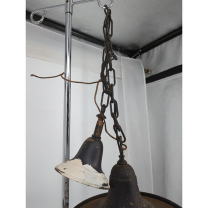 Vintage Art Deco Brass Pan Chandelier 4 Light Down Fixture Dark Patina Project