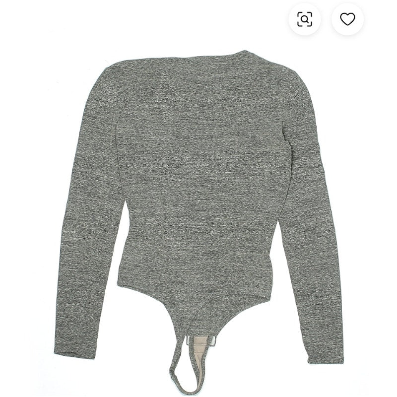Madewell XL Turtleneck Bodysuit Long Sleeve Gray 3 Snaps Thong NEW extra largE