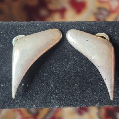 Vintage Spanish Brutalist 930 Silver Earrings Modernist Abstract Large Posh