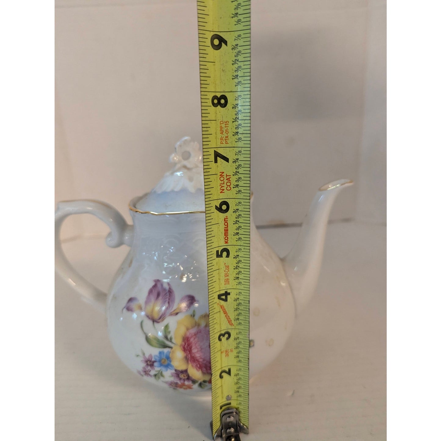 Vintage Schumann Arzberg Teapot German Porcelain Floral Gold Trim 7.5"