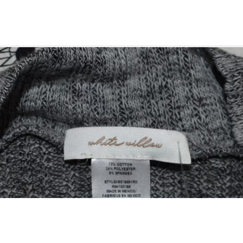 White Willow MEDIUM Blk.wh Cotton Blend Mock Neck Long Sleeve Pullover Sweater