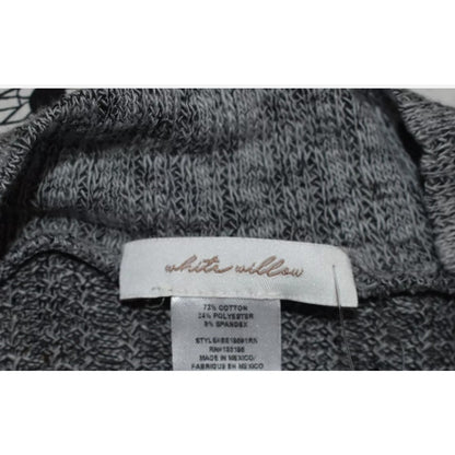 White Willow MEDIUM Blk.wh Cotton Blend Mock Neck Long Sleeve Pullover Sweater