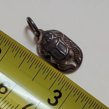 Vintage Scarab silver pendant beetle good luck charm UNMARKED