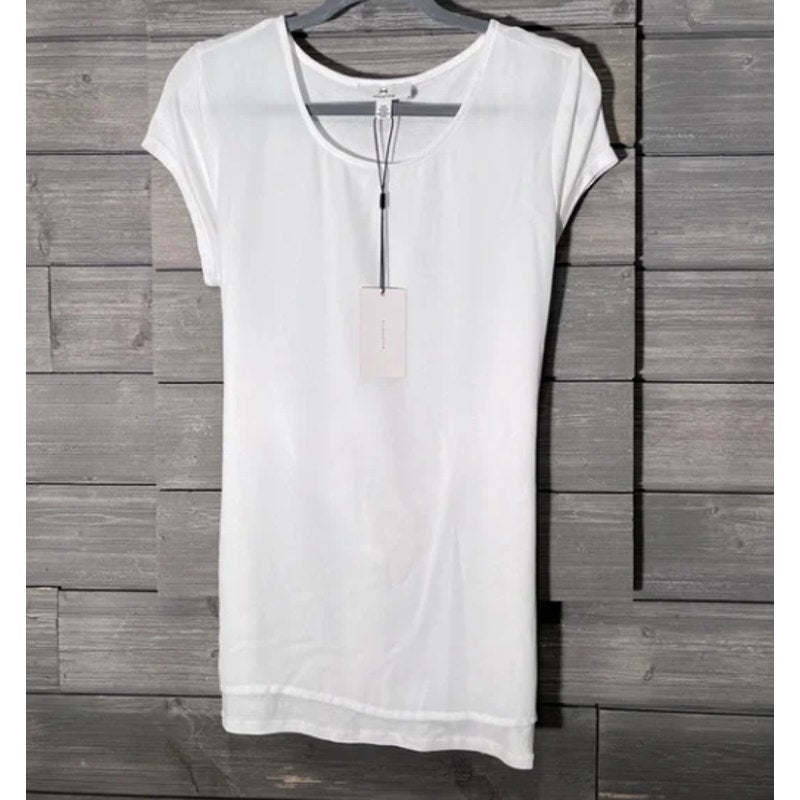 H by Halston White Top crepe layered front tie back detail Medium career casual