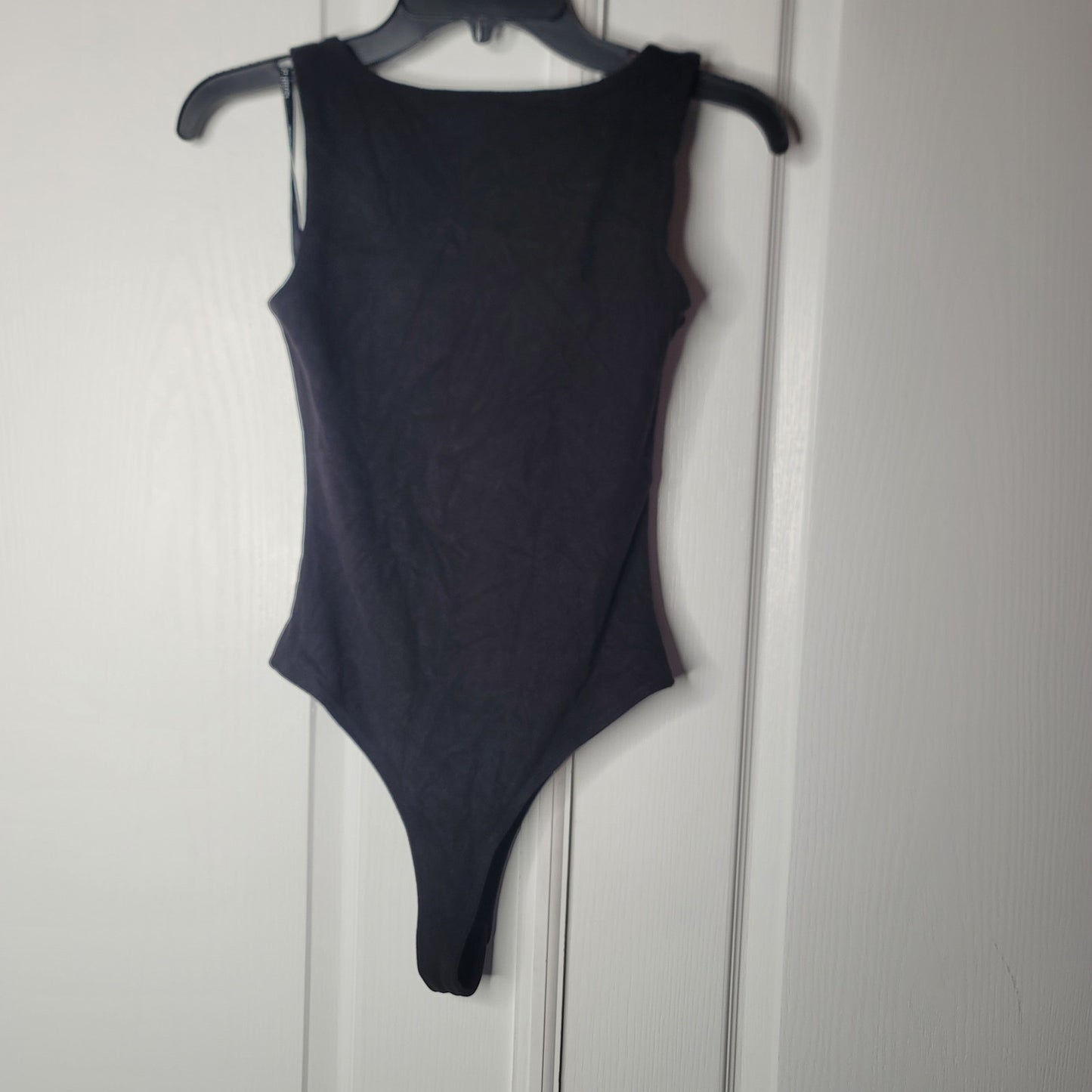 NEW lavish Alice lounge black bodysuit gold rhinestone buttons Sleeveless Size 2