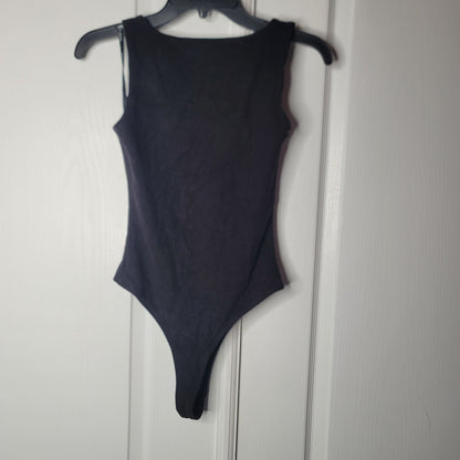 NEW lavish Alice lounge black bodysuit gold rhinestone buttons Sleeveless Size 2