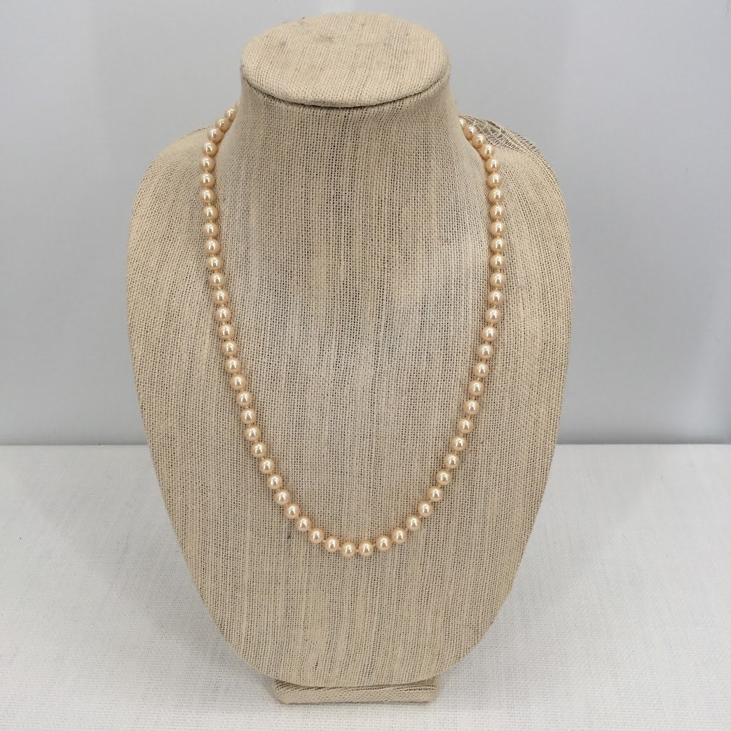 Vintage Marvella single strand faux pearls knotted 16"