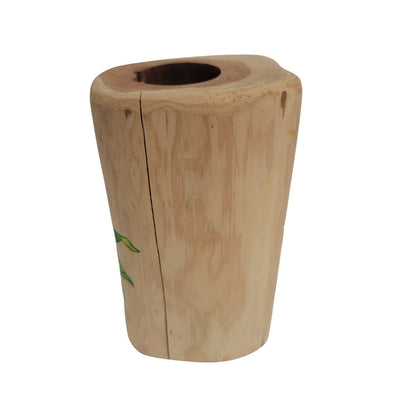 Handmade wood pillar tea light candle holder painted Caterpiller & Butterfly '13