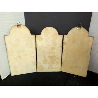 Vintage Guardian Angel & Cherub 3-Piece Triptych Wall Plaque Set