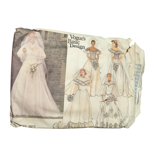 Vintage Sewing pattern Vogue 1511 Wedding Dress Cottage Core Prairie Size 6