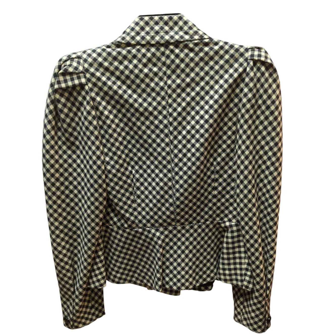 Vintage Yves St. Tropez Gingham Wool Blazer Puff Sleeve Peplum Jacket 40
