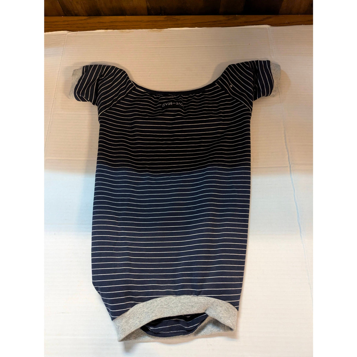 Love Beast Blue Striped Dog Body Suit XXL