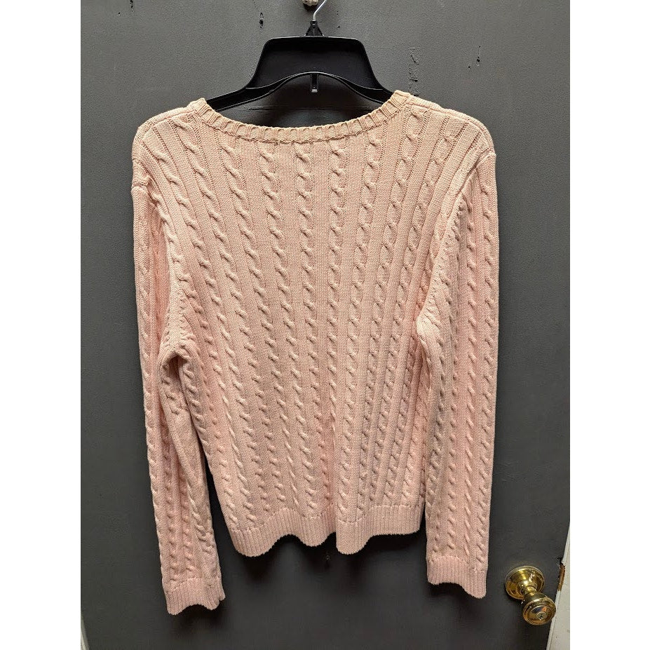 Vintage Lauren Ralph Lauren Light Pink Cable Knit Sweater Size Large Preppy Y2K