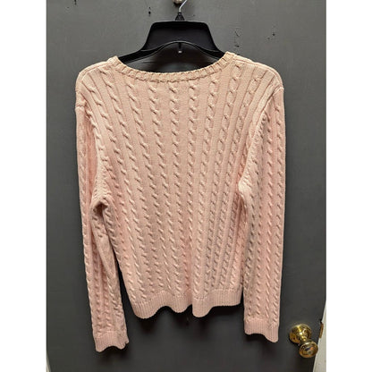 Vintage Lauren Ralph Lauren Light Pink Cable Knit Sweater Size Large Preppy Y2K
