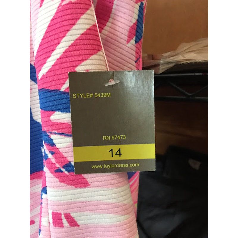 Taylor Dress Summer Sleeveless Size 14 Stretch Casual Shift Pink Blue Geometric