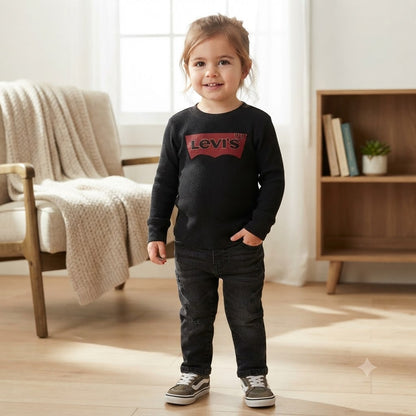 Streetwear Levi's Toddler Boys Black Long Sleeve Embroidered Logo Shirt NWT 2T