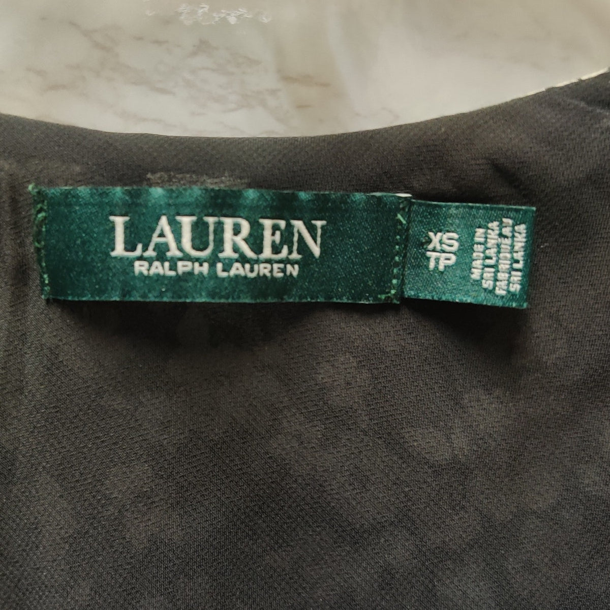 Lauren Ralph Lauren Floral Flutter Sleeve V Neck Blouse Black White Chiffon XS