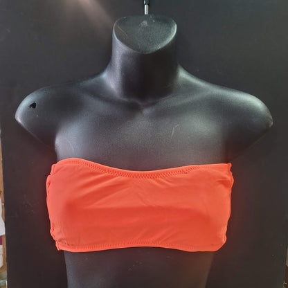 Blue Sky NEW Bandeau Side Bone Swim Top Lined Tieback Nip Pads NEON ORANGE