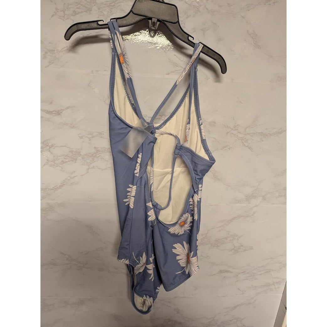 Breaking Waves swimsuit one piece Youth Girls Size 16 Blue White Floral