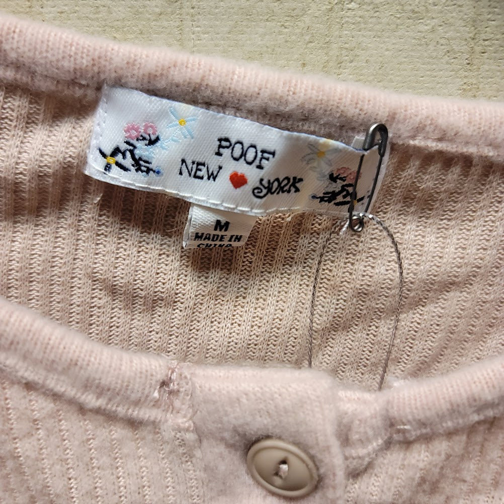 Poof! SOFT Rib Popover Blush Pink Oversize Long Sleeve Medium Casual sweater NEW