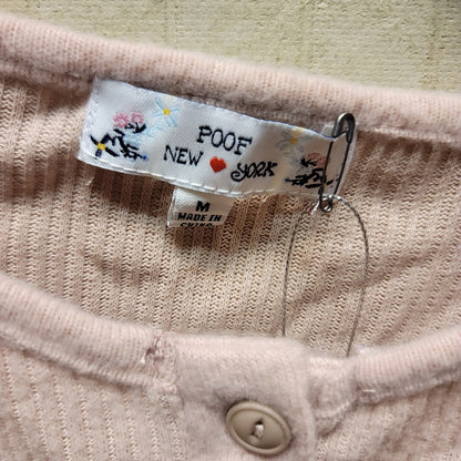 Poof! SOFT Rib Popover Blush Pink Oversize Long Sleeve Medium Casual sweater NEW