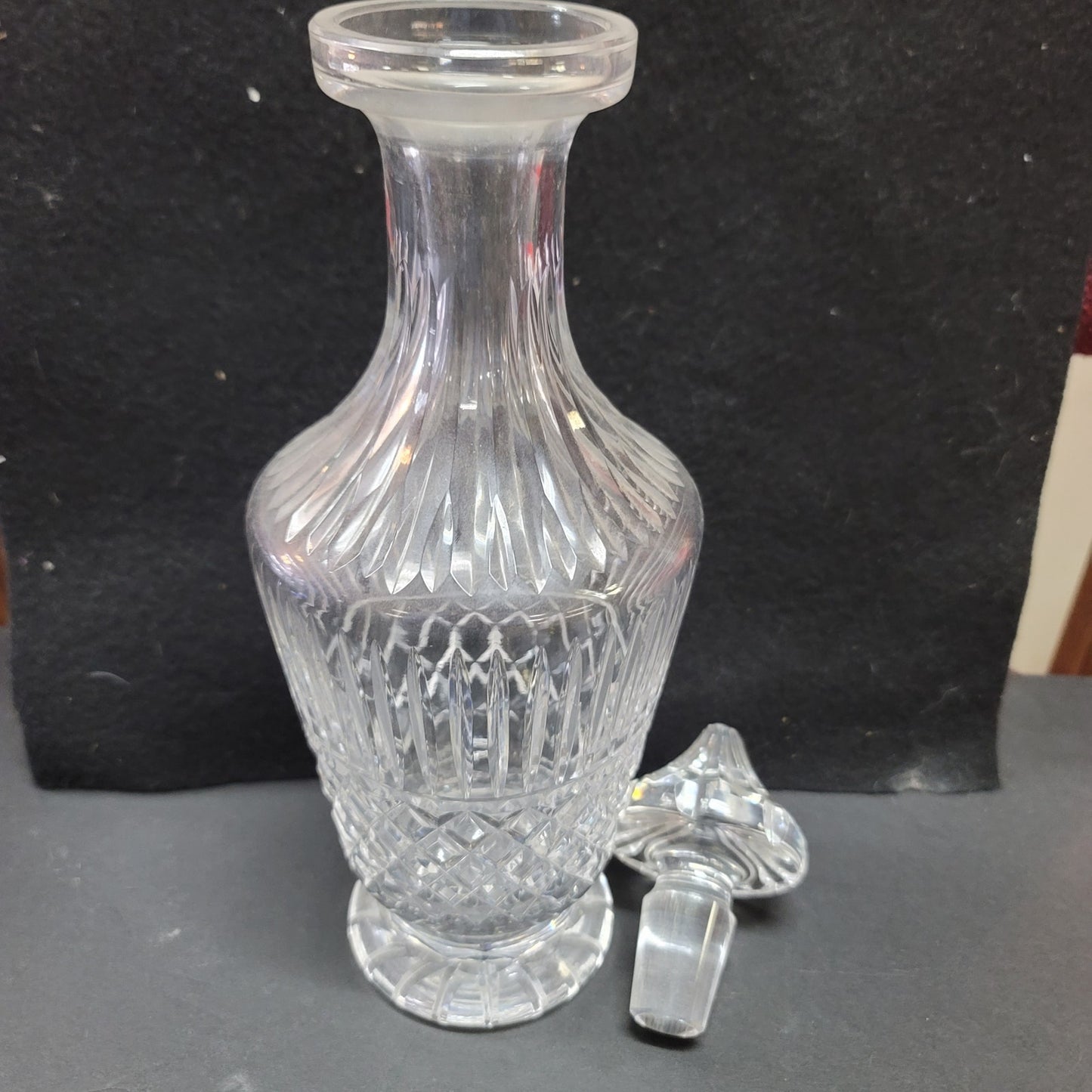 Vintage cut glass EAPG Decanter with glass etched stopper Barware liquor MCM