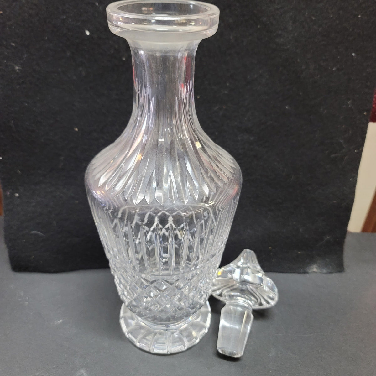 Vintage cut glass EAPG Decanter with glass etched stopper Barware liquor MCM