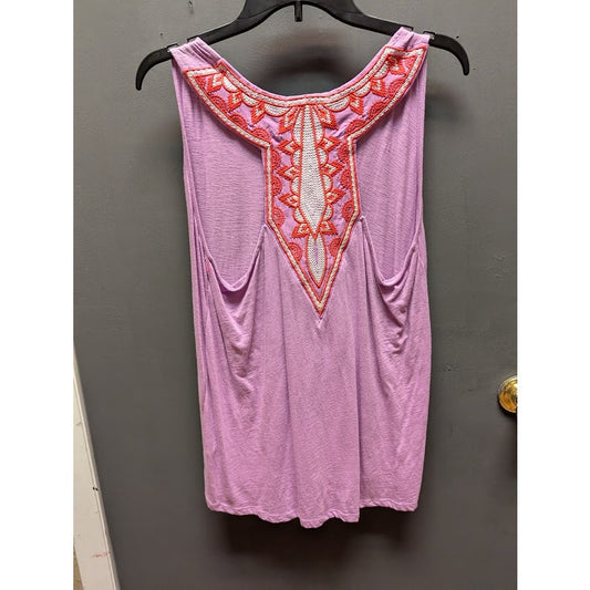 Gibson Size Large Purple Embroidered Racerback Tank Top Blouse NEW