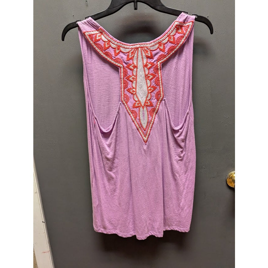 Gibson Size Large Purple Embroidered Racerback Tank Top Blouse NEW
