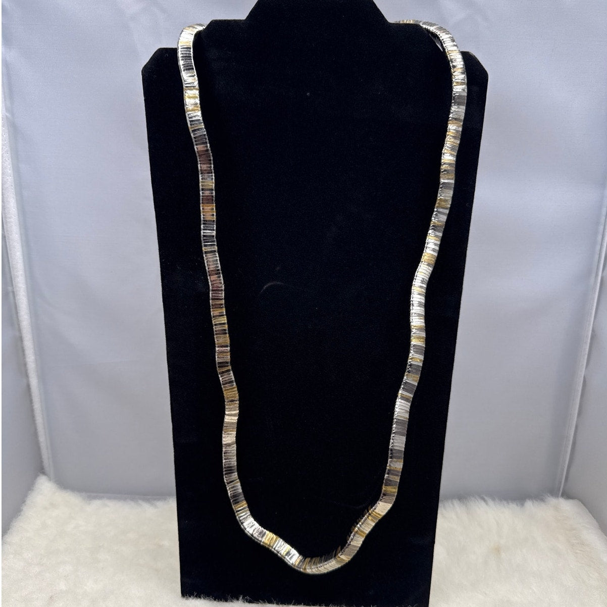Vintage Dark Bronze Flexible Snake Coil Statement Sautoir Necklace bracelet 36"
