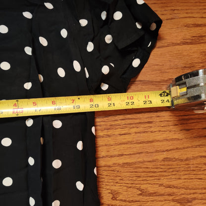 Vintage Helen Blake Black White Polka Dot Midi Dress Retro Rockabilly Style 18