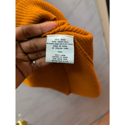 Eileen Fisher Sleeveless Cowl Neck Sweater Womens Small Marigold Wool Knit Vest