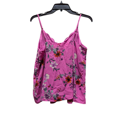 Socialite cami pink floral tank top scalloped Size small adjustable straps NEW