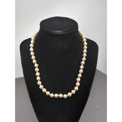 Vintage Fashion Necklace barrel clasp single strand large faux pearl choker