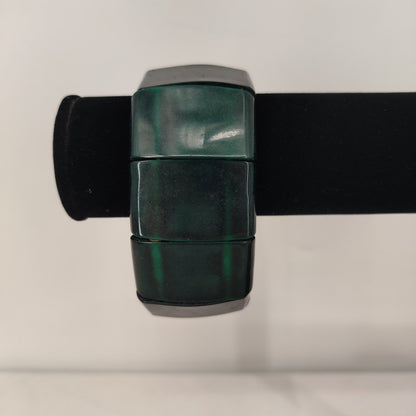 Vintage Emerald Green Acrylic Block Statement Bracelet 80s MCM Geometric Chunky