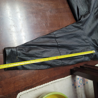 Leatherman Vintage 1980s Black leather Jacket Wing Sleeve Snaps Pockets