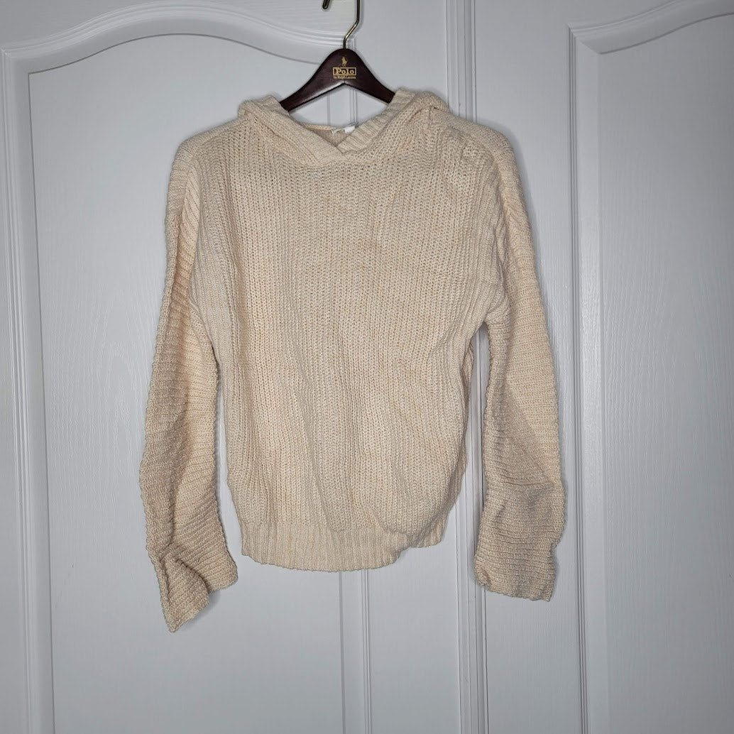 Abound Hooded Pullover Rib Knit Sweater Size MEDIUM Beige Oatmeal NWT