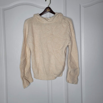 Abound Hooded Pullover Rib Knit Sweater Size MEDIUM Beige Oatmeal NWT