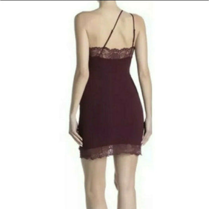 Free People Premonitions WINE Bodycon Slip dress Vetiver Bloom New $88 Small